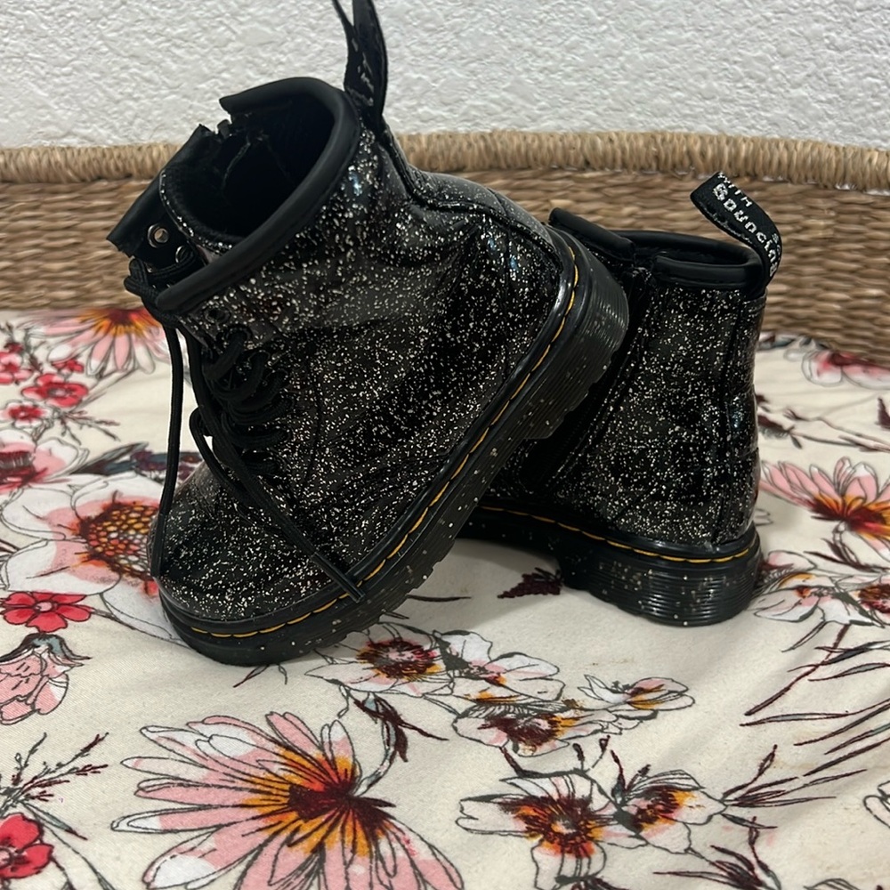 Dr. Martens size 7C toddler, black and glitter boots